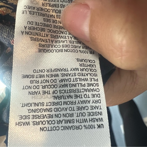 White Stuff Navy Blue Speckled Organic Cotton Blouse - Picture 9 of 9